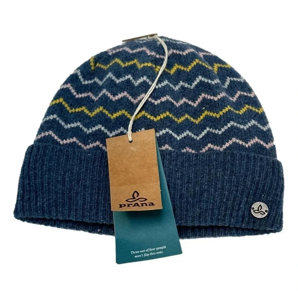 Prana Youth Youth Boy OS Winter‎ Beanie  Hat Wool Blue Green Shades New